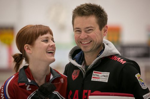Dawn and Mike McEwen were married in July 2013. Dawn is lead for Team Jones, while Mike will skip his own team at Roar of the Rings 2013 in Winnipeg.  131128 - Thursday, November 28, 2013 - (Melissa Tait / Winnipeg Free Press)
