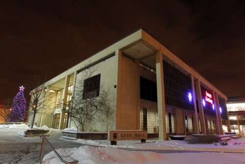 Winnipeg City Hall at night. BORIS MINKEVICH / WINNIPEG FREE PRESS  November 28, 2013