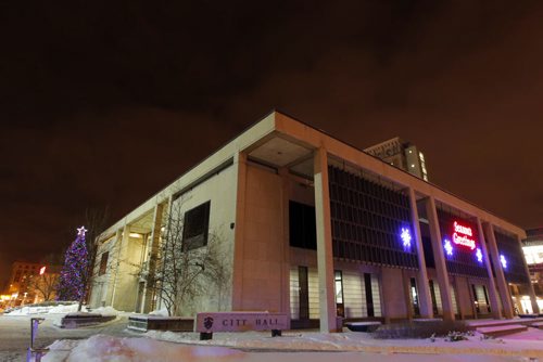 Winnipeg City Hall at night. BORIS MINKEVICH / WINNIPEG FREE PRESS  November 28, 2013