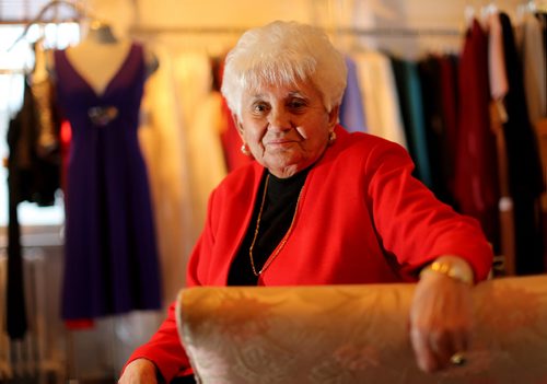 Olga Borbely, 83 year old designer at Olga's Fashion Salon on Corydon, Friday, November 29, 2013. (TREVOR HAGAN/WINNIPEG FREE PRESS)