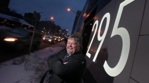 Wow's Doug Stephen poses outside his latest aquisition,  295 York, "The Lobby on York". See story. December3, 2013 - (Phil Hossack / Winnipeg Free Press)