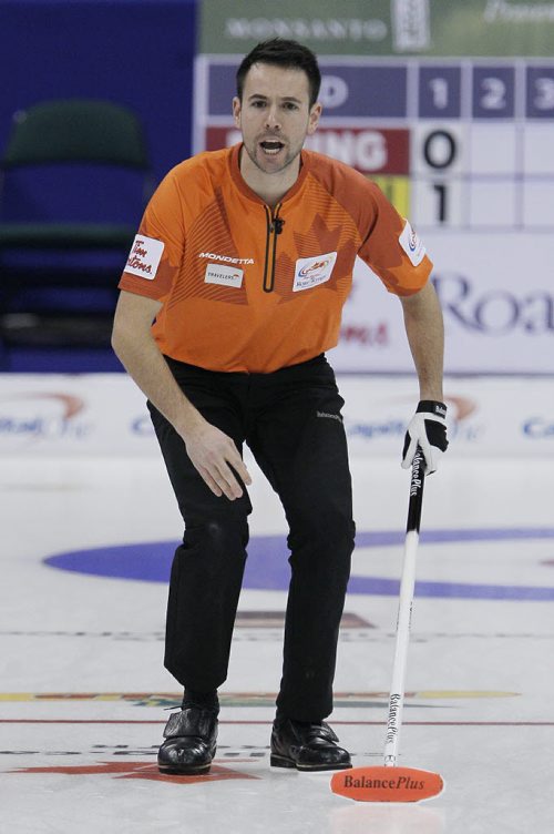 December 3, 2013 - 131203  - Skip John Epping reacts to his shot during draw 8 against Mike McEwen at the Roar Of The Rings in Winnipeg Tuesday, December 3, 2013. John Woods / Winnipeg Free Press