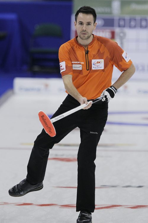 December 3, 2013 - 131203  - Skip John Epping reacts to his shot during draw 8 against Mike McEwen at the Roar Of The Rings in Winnipeg Tuesday, December 3, 2013. John Woods / Winnipeg Free Press