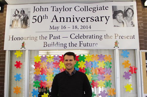 Canstar Community News Dec. 4, 2013 -- Scott Cairns returned to the old stomping grounds, John Taylor Collegiate, to speak to current students about his time in Syria.
