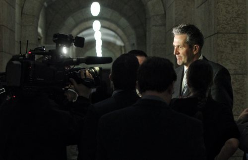 Leader of the provincial opposition party Brian Pallister during a scrum with the media in the Manitoba Legislative Building Thursday afternoon.  131205 - December 5, 2013 MIKE DEAL / WINNIPEG FREE PRESS