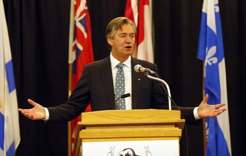Canadian Club Lunch with Ambassador Gary Doer at the RBC Convention Centre,He gave tribute to Nelson Mandella  and Canada's support for Mandella's cause  while he was imprisoned . Winnipeg .Dec. 6 2013 / KEN GIGLIOTTI / WINNIPEG FREE PRESS