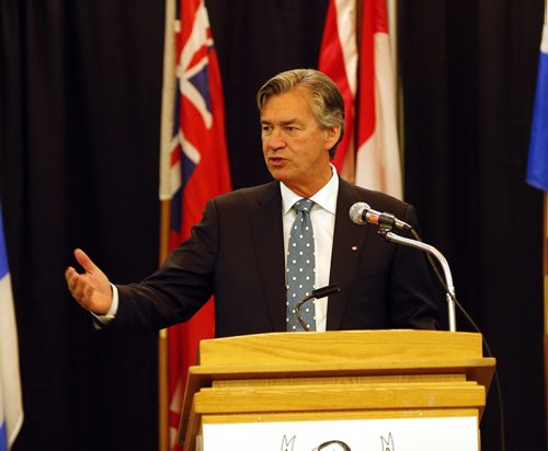 Canadian Club Lunch with Ambassador Gary Doer at the RBC Convention Centre,He gave tribute to Nelson Mandella  and Canada's support for Mandella's cause  while he was imprisoned . Winnipeg .Dec. 6 2013 / KEN GIGLIOTTI / WINNIPEG FREE PRESS