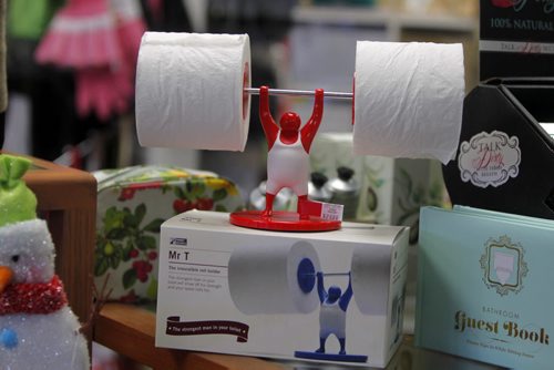 49.8 - INTERSECTION - Christmas Gift Guide Gifts. Paper Gallery sports a Mr T toilet roll dispenser. BORIS MINKEVICH / WINNIPEG FREE PRESS  December 9, 2013