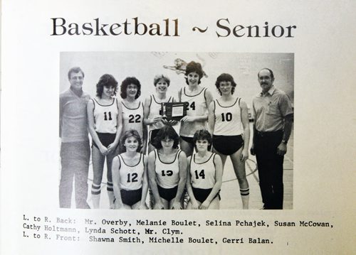Dick Friesen former principle at Warren Collegiate holds a 1983 yearbook with photos of Cathy Holtmann (24) playing basketball in Grade Twelve. Cathy will be entered into the Manitoba Sport Hall of Fame in May of 2014 for her efforts as a basketball player and coach. 131211 - December11, 2013 MIKE DEAL / WINNIPEG FREE PRESS