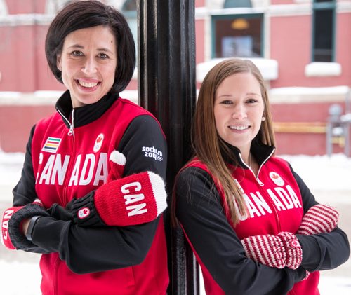 Team Jennifer Jones won the Roar of the Rings Olympic Curling Trials on Dec. 7. Jill Officer (left) and Kaitlyn Lawes, are lead and third on the team. They will be going to Sochi, Russia in February for the 2014 Winter Olympics. 131211 - Wednesday, {month aame} 11, 2013 - (Melissa Tait / Winnipeg Free Press)