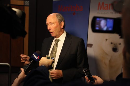 Travel Manitoba President  and CEO Colin Ferguson talk to the media about the new Manitoba tourism destination brand  (Canada's Heart Beat) at press conference Thursday morning  at the Convention Centre.  Dec 12, 2013 Ruth Bonneville / Winnipeg Free Press