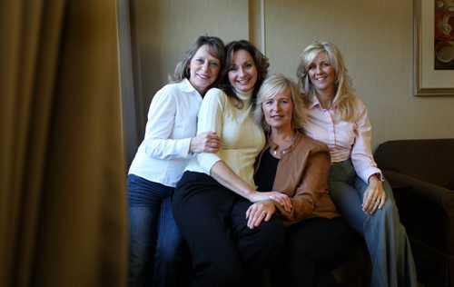 A group photo  of former hockey mums  and great friends-- (left to right) Rose Dyck, Wendy Johnson,, Sandra Nilsson and  Liz Venderbos for Gordon Sinclair story.  Dec 12, 2013 Ruth Bonneville / Winnipeg Free Press