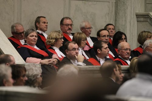 Judges swearing in ceremony, judges for file to ID'd by James and Mike December 13, 2013 - (Phil Hossack / Winnipeg Free Press)