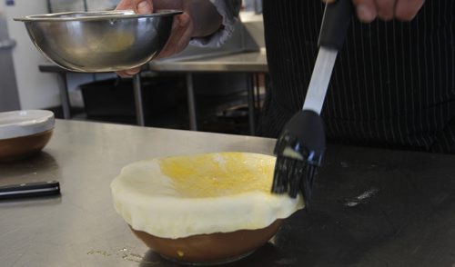 49.8     Recipe for turkey left overs. Red River College Chef Jon Royal prepares Turkey Stilton Pie. The pastry lid is brushed with beaten egg.  Wayne Glowacki / Winnipeg Free Press Dec.18. 2013
