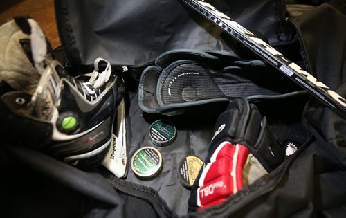 File art of chew in a hockey bag for 49.8 (chewing tobacco) (smokeless tobacco) at Selkirk Steelers versus Portage Terriers, at Selkirk Rec Complex, Sunday, December 22, 2013. (TREVOR HAGAN/WINNIPEG FREE PRESS)