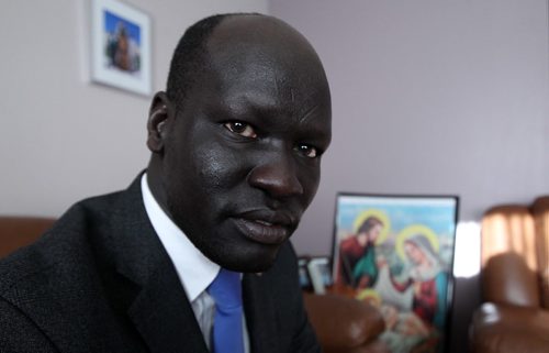 David Atem  concerened with uprising in  South Sudan for Christmas-See Carol Saunders story- Dec 23, 2013   (JOE BRYKSA / WINNIPEG FREE PRESS)