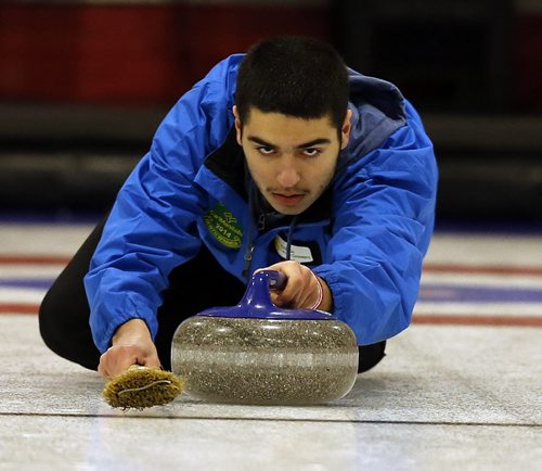 in pic Ty Dilello  in game vs Braden Calvert  at the Canola  Junior Provincial Curling Championships at the  Portage Curling Club , kyle jahns story    Dec. 30 2013 / KEN GIGLIOTTI / WINNIPEG FREE PRESSDec. 30 2013 / KEN GIGLIOTTI / WINNIPEG FREE PRESSDec. 30 2013 / KEN GIGLIOTTI / WINNIPEG FREE PRESS