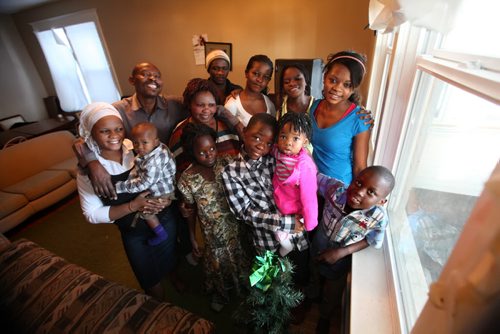 Pix of family of 12 Congolese refugees who just arrived Dec 10th in to Winnipeg See Carol Sanders story.  Jan 01 2014 Ruth Bonneville / Winnipeg Free Press
