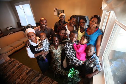 Pix of family of 12 Congolese refugees who just arrived Dec 10th in to Winnipeg See Carol Sanders story.  Jan 01 2014 Ruth Bonneville / Winnipeg Free Press