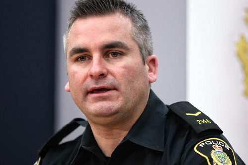 Const. Jason Michalyshen says that the Winnipeg police service are investigating the first homicide of 2014 after a 69-year-old man was found in an apartment in St. Vital.  140105 January 5, 2014 Mike Deal / Winnipeg Free Press. 1st first homicide of 2014.