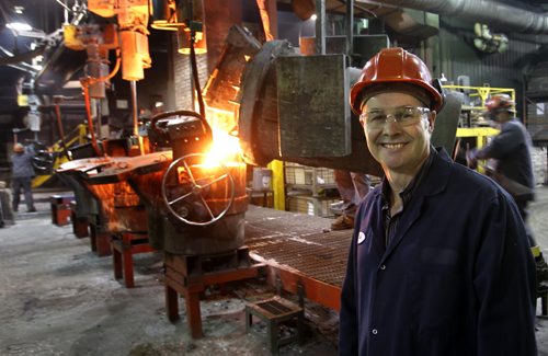 Rob McBain, pres. of Ancast Industries in the iron foundry. For Murray McNeill story.Wayne Glowacki / Winnipeg Free Press Jan.6  2014