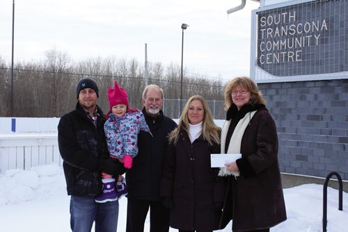 Canstar Community News (From left) Mike Hedley, VP of of the South Transcona Community Centre; his daughter Nora; Daryl Reid, MLA for Transcona; Louise Hedman, grants and project manager with the South Transcona Community Centre; and Erna Braun, Minister of Labour and Immigration. (JORDAN THOMPSON)