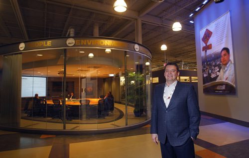 Rob Penner, Executive vice president, COO of Bison Transport by the glassed in boardroom, for feature on the hi-tech Bison Transport corporate office in Winnipeg.  Randy Turner story    Wayne Glowacki / Winnipeg Free Press Jan.8  2014