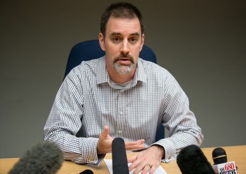 Dr. Michael Routledge, chief provincial public health officer, announced the influenza season is fairly average thus far with 45 confirmed cases. 140109 - Thursday, {month name} 09, 2014 - (Melissa Tait / Winnipeg Free Press)