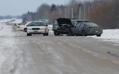 January124, 2014 - 140112  -  Oakbank RCMP investigate a double fatal collision on Garven Road 3 km east of PR 206 Sunday, January 12, 2014. An 80 and 86 year old females succumbed to injuries sustained in the collision. John Woods / Winnipeg Free Press