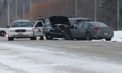 January124, 2014 - 140112  -  Oakbank RCMP investigate a double fatal collision on Garven Road 3 km east of PR 206 Sunday, January 12, 2014. An 80 and 86 year old females succumbed to injuries sustained in the collision. John Woods / Winnipeg Free Press
