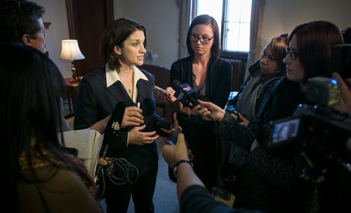 Health Minister Erin Selby spoke to media on Monday in her office at the Legislature to explain the WRHA and cab companies are working on a way to formalize the involvement of cab drivers and discharged patients. 140113 - Monday, {month name} 13, 2014 - (Melissa Tait / Winnipeg Free Press)