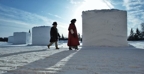 Joanne and her husband Guy Noël dressed in traditional costume at Fort Gibraltar where the Festival du Voyageur revealed the programming for its 45th year which will take place on February 14th to 23. 140114 - January 14, 2014 MIKE DEAL / WINNIPEG FREE PRESS