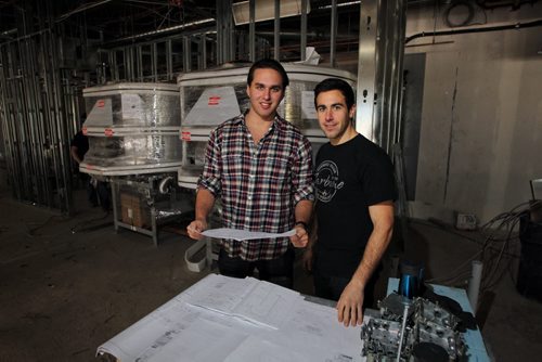 Benjamin Nasberg (left) and Joseph Paletta (right) the owners of Carbone restaurant on Taylor Avenue are in the midst of equipping a 2,500-square-foot space on the main floor of the Stevenson Building at 260 St. Mary Avenue for their second coal-fired-pizza outlet in the city. 140116 - January 16, 2014 MIKE DEAL / WINNIPEG FREE PRESS