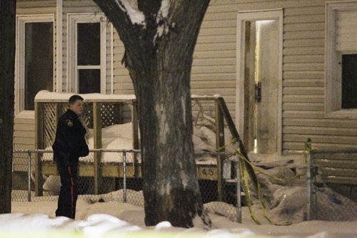 January 19, 2014 - 140119  -  Police investigate a suspicious death at 283 Andrews Street Sunday, January 19, 2014. John Woods / Winnipeg Free Press. First 1st homicide of 2014. As a result of the on-going efforts by Homicide investigators, a male suspect has been identified: Justin Atelard CATCHEWAY, 30 years-old is currently wanted on a Canada-Wide Warrant for 2nd Degree Murder. Officers located Justin DESMARAIS, a 24 years-old male,deceased within the home.