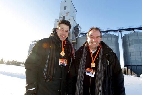 MORRIS BI-ELECTION - NDP candidate Dean Harder and NDP Agriculture Minister Ron Kostyshyn in La Salle, MB. BORIS MINKEVICH / WINNIPEG FREE PRESS January 20, 2014