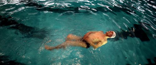 A  transcendant Jaring Timmerman, 105ys old,  works his backstroke down the swimming lanes at Centennial Pool prepping for an upcoming swim competition. See story. January 21, 2014 - (Phil Hossack / Winnipeg Free Press)