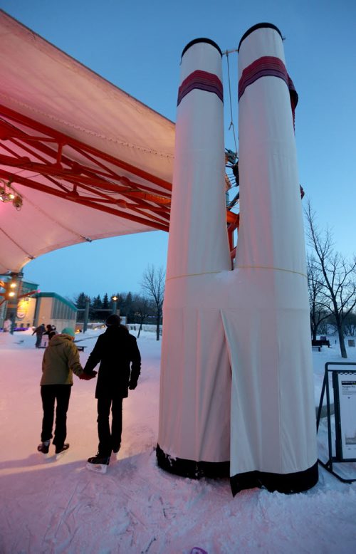 Voyageur Hut designed by Etienne Gabourie at The Forks, January 24, 2014. (TREVOR HAGAN/WINNIPEG FREE PRESS)