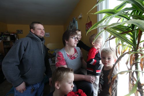 Wiebe family - Eveline, her husband Feterly and 4 children, were woken up at 1:17am  by natural gas pipeline explosion that occurred 2 miles (approximately) from their farm near Otterburne MB. Names _Eveline Wiebe (mom) her husband Feterly, children Debbie-7yrs, Anndy-6yrs, Tommy-4yrs and Larry-2yrs.   Jan 25,, 2014 Ruth Bonneville / Winnipeg Free Press