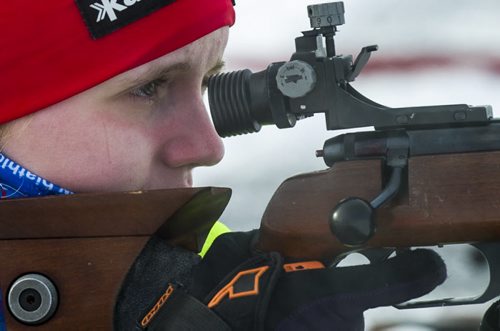 140125 Winnipeg - DAVID LIPNOWSKI / WINNIPEG FREE PRESS - January 25, 2014  Kaylee Dean competed in the Cadet Manitoba Biathlon Championships at the St Charles Ranges just outside of Winnipeg Saturday afternoon.   Over 50 sea, army, and air cadets from across Manitoba participated in the Cadet Manitoba Biathlon Championships at the St Charles Ranges just outside of Winnipeg Saturday afternoon. The winning cadets will have a shot at the National Cadet Championships in Martock, Nova Scotia at the end of March.