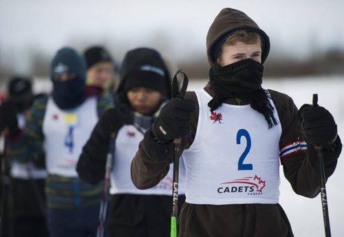 140125 Winnipeg - DAVID LIPNOWSKI / WINNIPEG FREE PRESS - January 25, 2014  Cody Newton waits for his turn at the start line of the Cadet Manitoba Biathlon Championships at the St Charles Ranges just outside of Winnipeg Saturday afternoon.   Over 50 sea, army, and air cadets from across Manitoba participated in the Cadet Manitoba Biathlon Championships at the St Charles Ranges just outside of Winnipeg Saturday afternoon. The winning cadets will have a shot at the National Cadet Championships in Martock, Nova Scotia at the end of March.