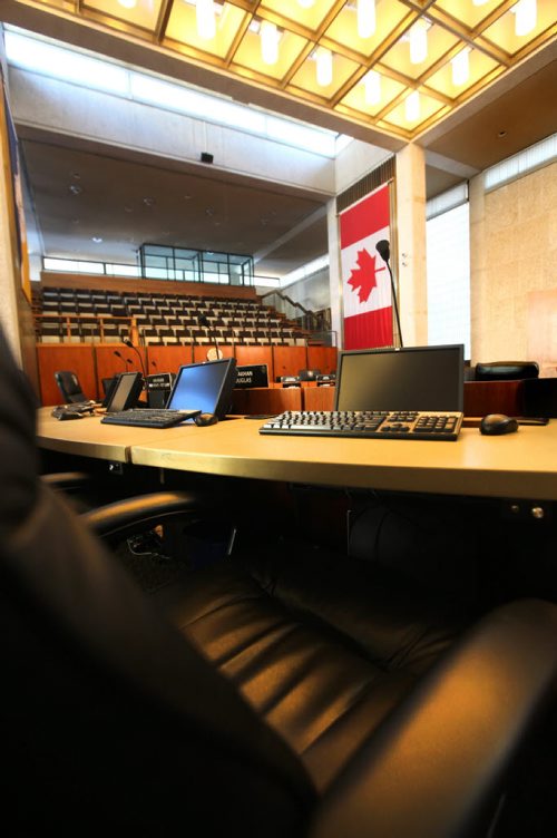 Empty   City Hall Councillor Chamber chairs for story on the rotating chair in politics.  Key words  - political party chairs, Leg, Parliament , politics.  49.8  Jan 28,, 2014 Ruth Bonneville / Winnipeg Free Press