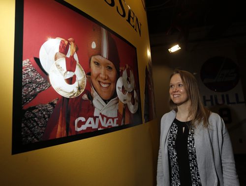 With photo at 2006 Olympic Games winning 5 olympic medals  - Cindy Klassen opens Manitoba  Sports Hall of Fame  Olympic Exhibit  , with a exhibits by Klassen and Clara Hughes ,men and women's Olympic hockey , Jon Montgomery 's sled and articles going all the way back to the  1930's  Lake Placid Games  hockey memorabilia , Wpg Falcons 1920  - ed tait  JAN. 29 2014 / KEN GIGLIOTTI / WINNIPEG FREE PRESS