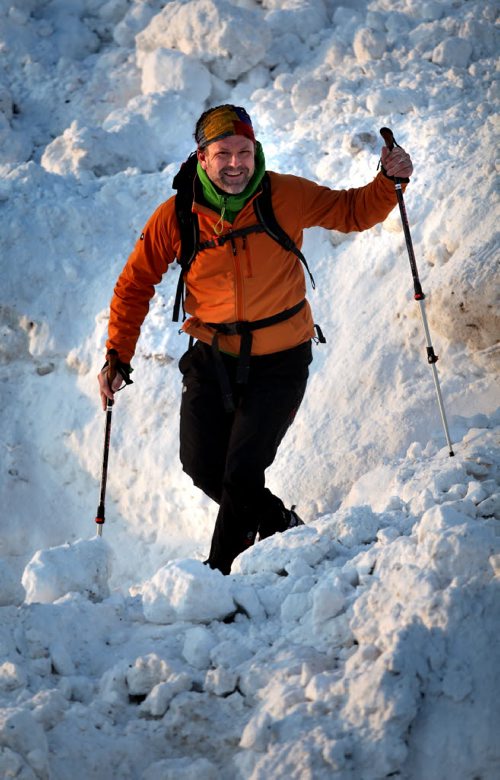 Winnipeg climber Dean Carriere has climbed the seven summits of the world and is preparing to take a group to climb Mount Kilimanjaro next month. He's scaling a local snow peak Wednesday for this photo. See Geoff Kirbyson photo. January 29, 2014 - (Phil Hossack / Winnipeg Free Press)