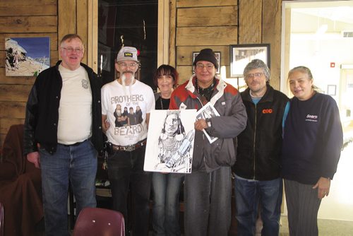 Canstar Community News Jan. 23, 2014 - (Left to right) Rob Forbes, "Duck", Sandy Dzedzora, Reggie Eagle Child, Ray Vilneff and Linda Hancock at Barber House. (JARED STORY/THE TIMES/CANSTAR COMMUNITY NEWS)