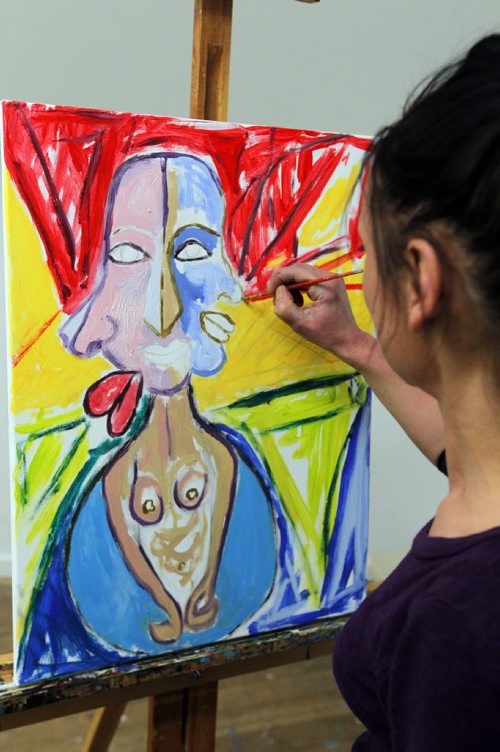 A 24-hour Art-a-thon kicked off is at 1 p.m. today at Artbeat Studio, 62 Albert Street. This evening Victoria Stone is one of the artists participating. BORIS MINKEVICH / WINNIPEG FREE PRESS. FEB 6, 2014