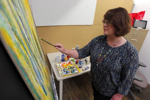 A 24-hour Art-a-thon kicked off is at 1 p.m. today at Artbeat Studio, 62 Albert Street. This evening Kathleen Crosby is one of the artists participating. BORIS MINKEVICH / WINNIPEG FREE PRESS. FEB 6, 2014