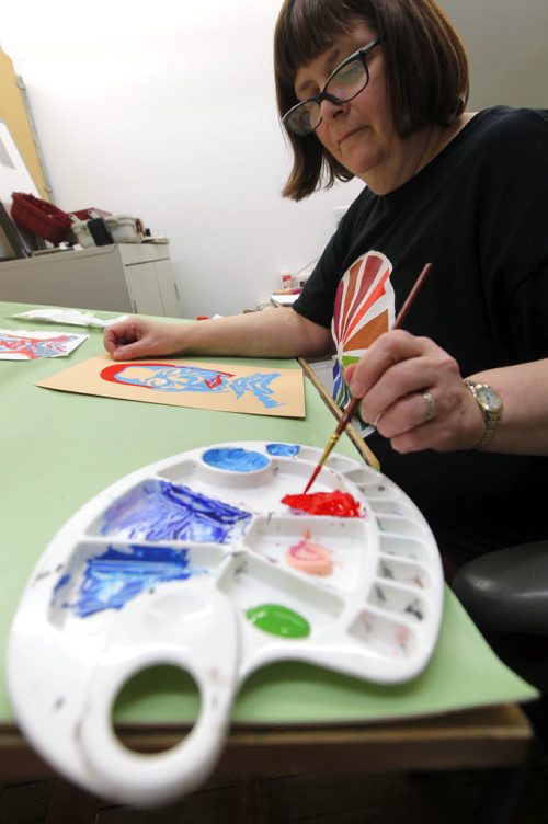 A 24-hour Art-a-thon kicked off is at 1 p.m. today at Artbeat Studio, 62 Albert Street. This evening Laurie Green is one of the artists participating. BORIS MINKEVICH / WINNIPEG FREE PRESS. FEB 6, 2014