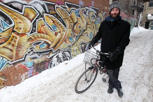 Anders Swanson is director of the World Winter Cycling Conference, which will be held in Winnipeg next week-    See Bart Kives  story- Feb 07, 2014   (JOE BRYKSA / WINNIPEG FREE PRESS)