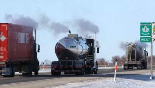 The TransCanada Hwy west of Winnipeg- Today it was announced that a pile of money will be spend on improving the highway from Winnipeg to Saskatchewan border-    See story- Feb 10, 2014   (JOE BRYKSA / WINNIPEG FREE PRESS)