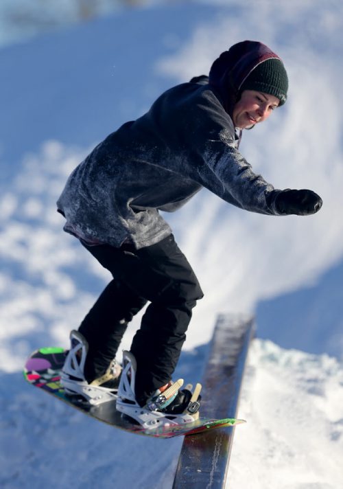 Anica Martin, 23, snowboarding at The Forks shortly after the Snow Jam competition, Saturday, February 15, 2014. (TREVOR HAGAN/WINNIPEG FREE PRESS)